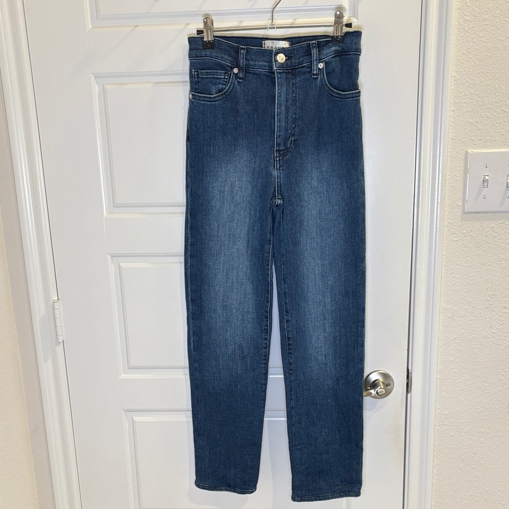 FRAME Le Sleek Straight Jeans Size 24 Thunderstorm Wash Straight Leg